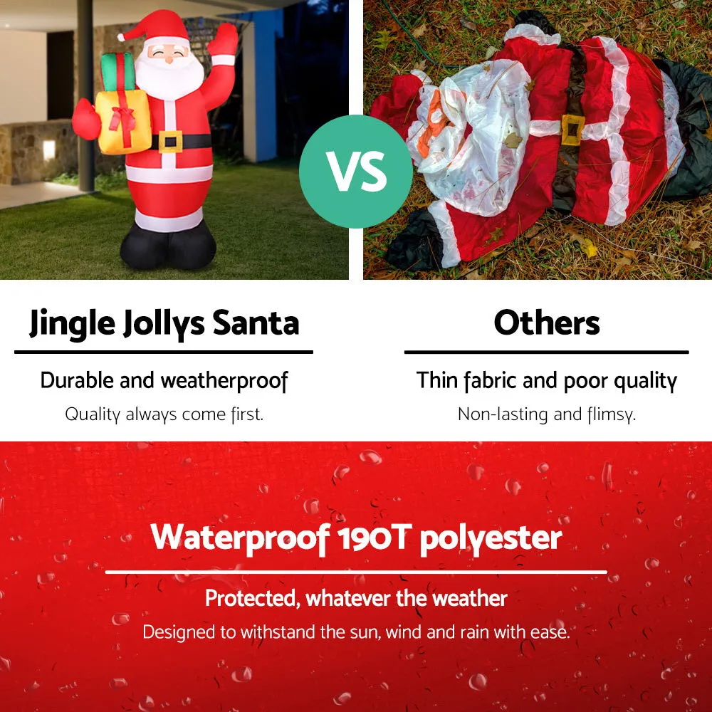 2.4M LED Santa Inflatable, Water-Resistant, Jingle Jollys