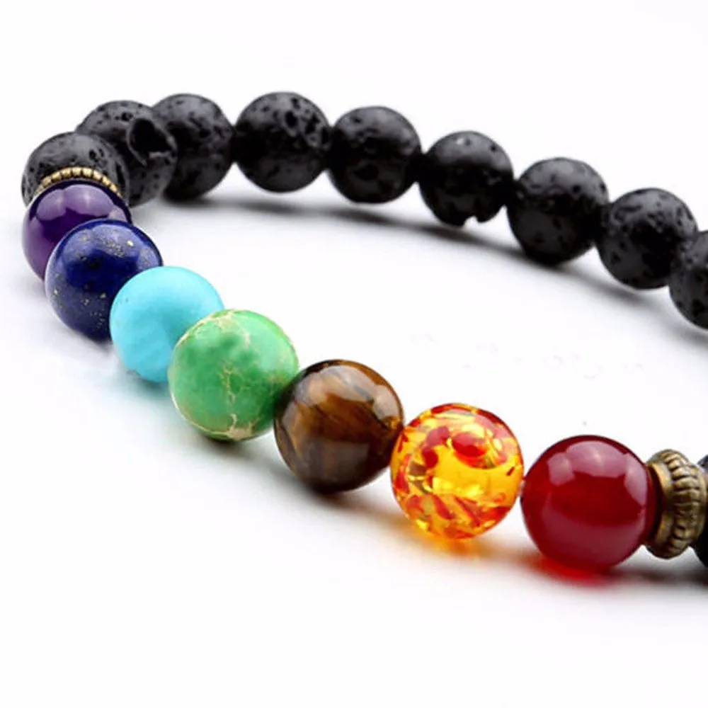 7 Chakra Healing Beaded Bracelet Natural Lava Stone Diffuser Bracelet Jewelry