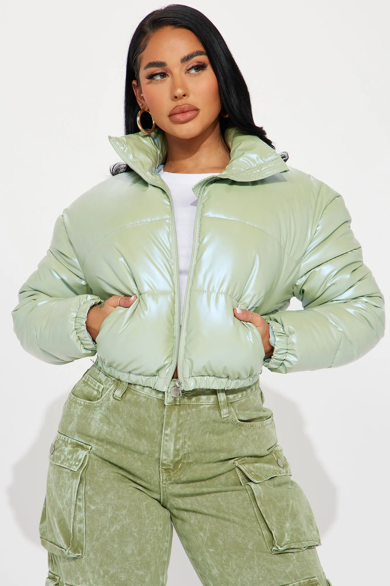 All Of The Lights Puffer Jacket - Sage