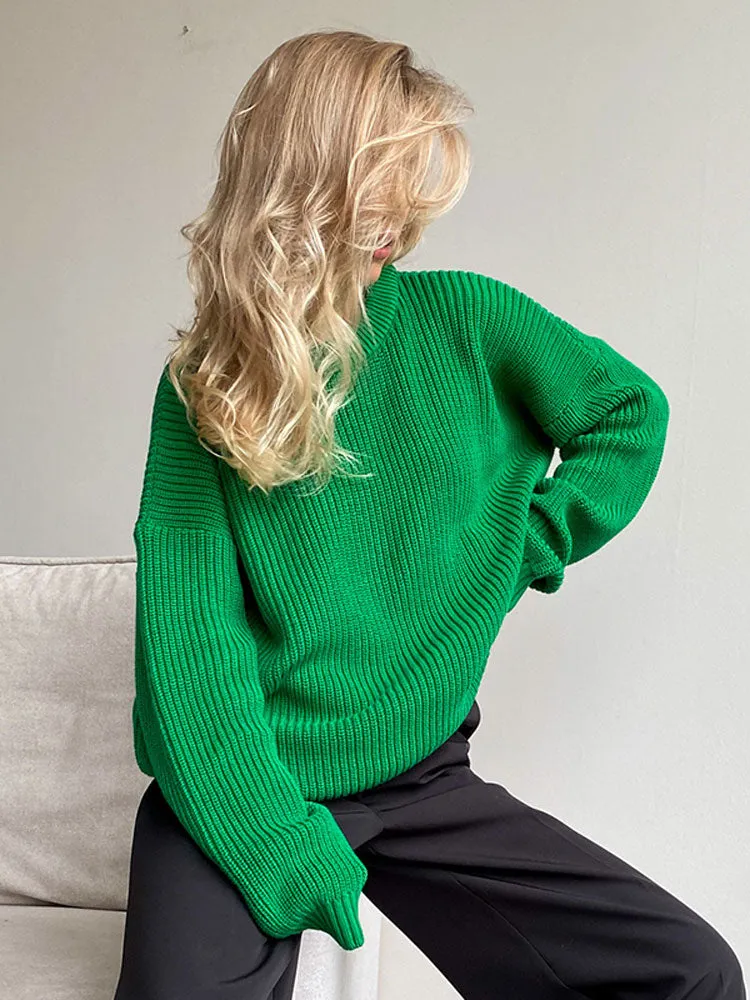 Amy Fashion - Chic O-neck Elegant Knitted Sweater Pullovers