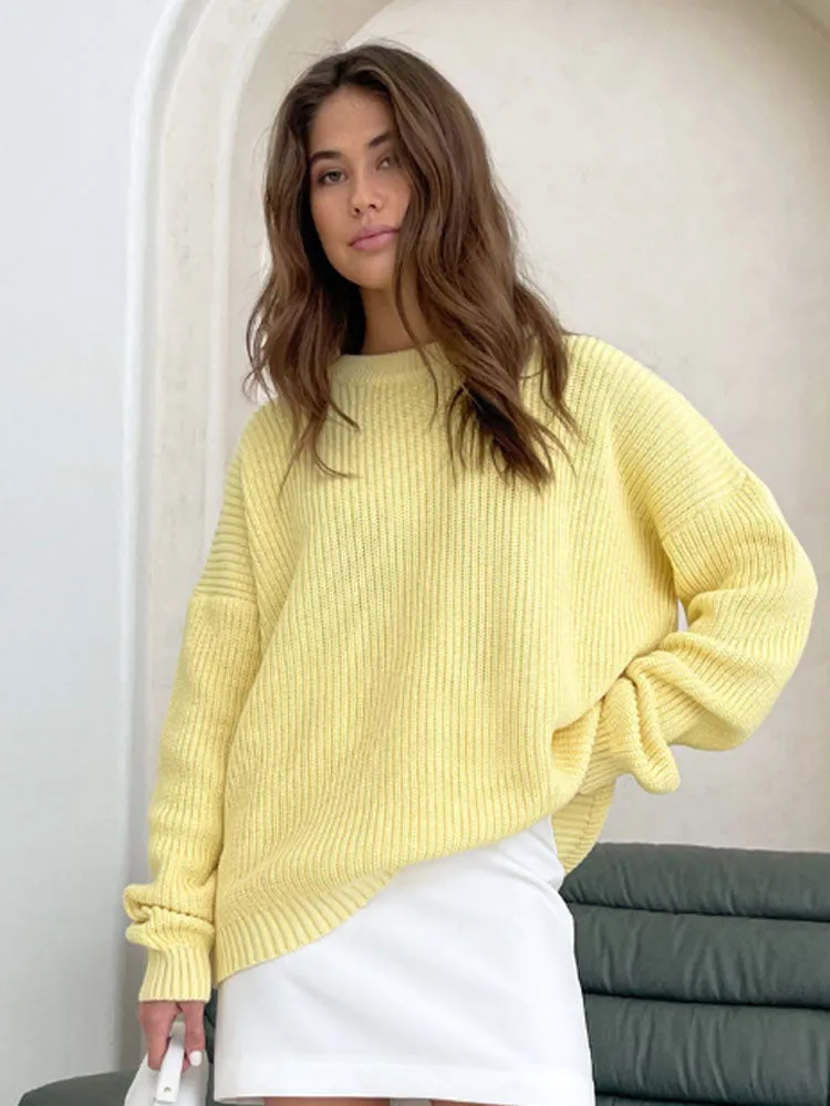 Amy Fashion - Chic O-neck Elegant Knitted Sweater Pullovers