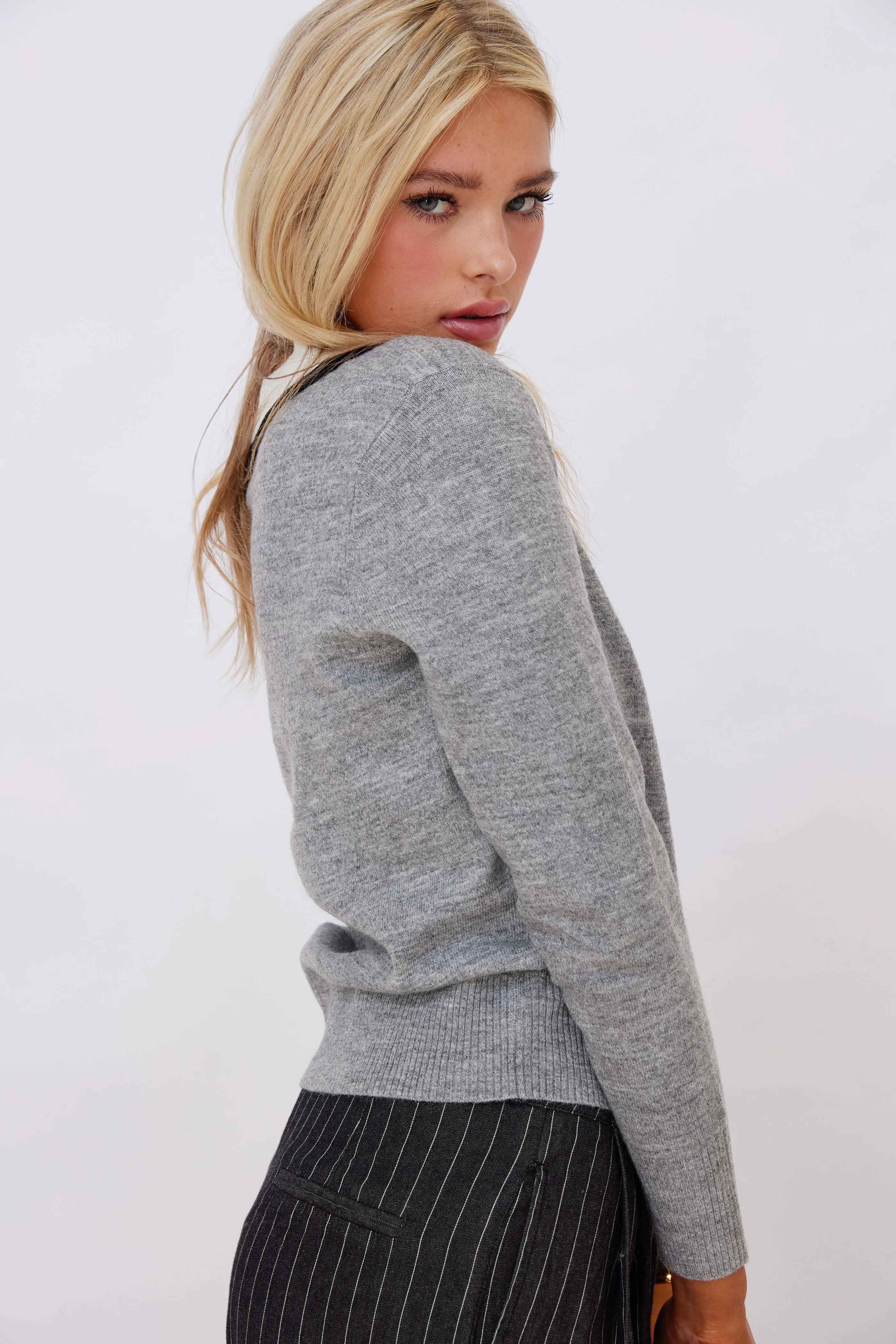 Ayden Contrast Deep V Sweater