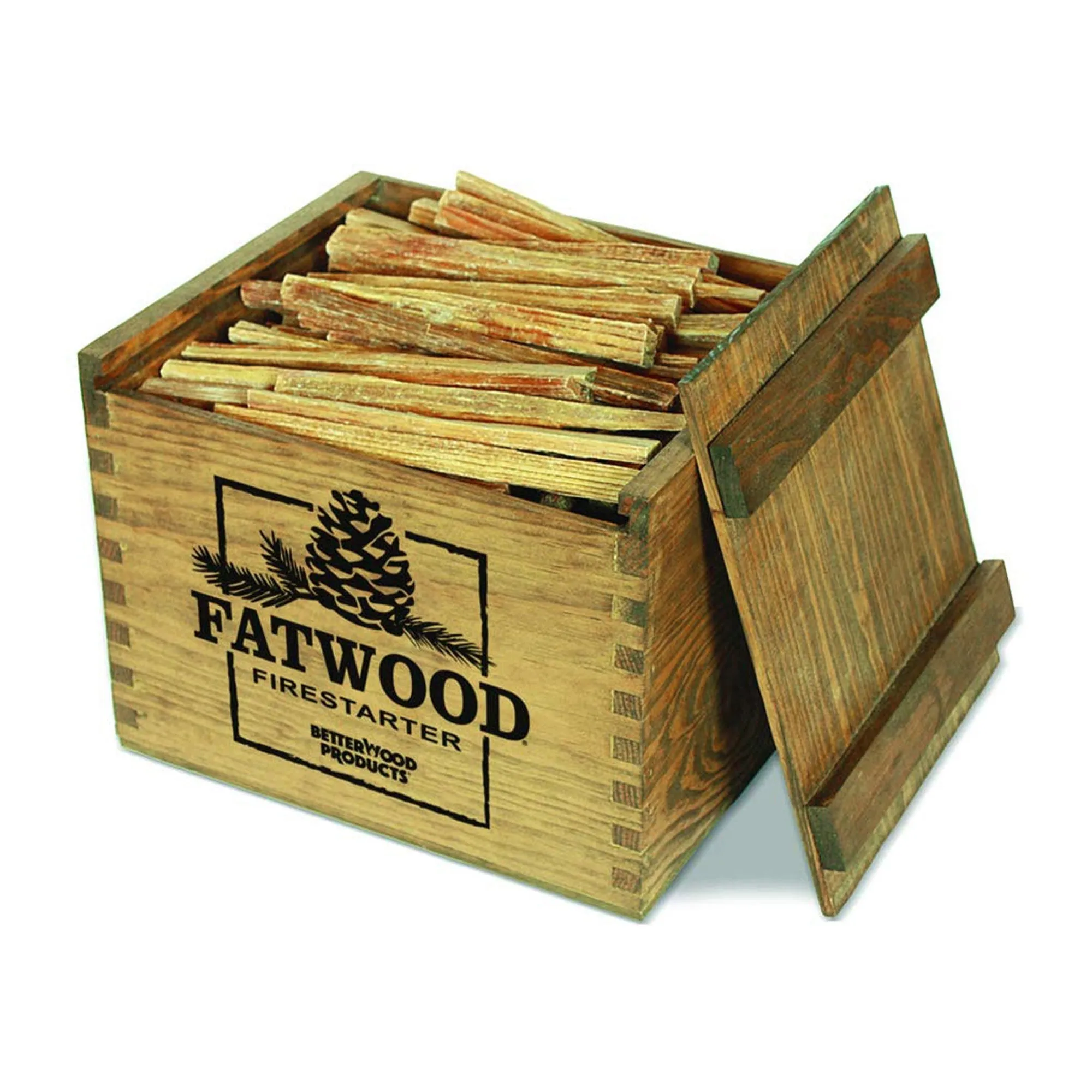 BetterWood Products Fatwood Firestarter Natural Waterproof Wood Crate, 12 Pounds