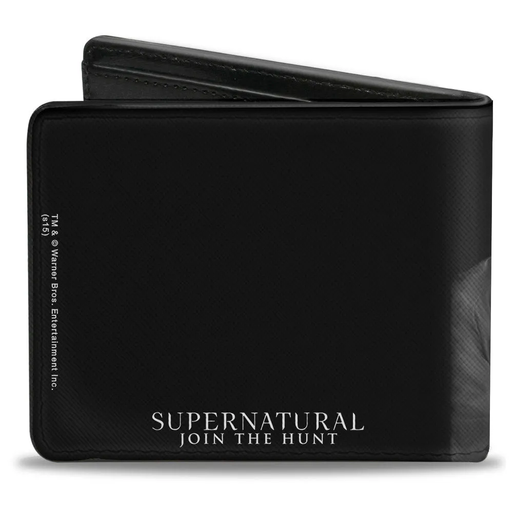 Bi-Fold Wallet - Castiel Pose I'M THE ONE WHO GRIPPED YOU TIGHT AND RAISED YOU FROM PERDITION   SUPERNATURAL Black Grays Red White