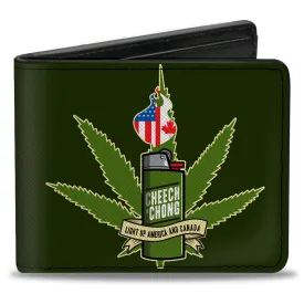 Bi-Fold Wallet - CHEECH & CHONG LIGHT UP AMERICA AND CANADA Lighter Greens