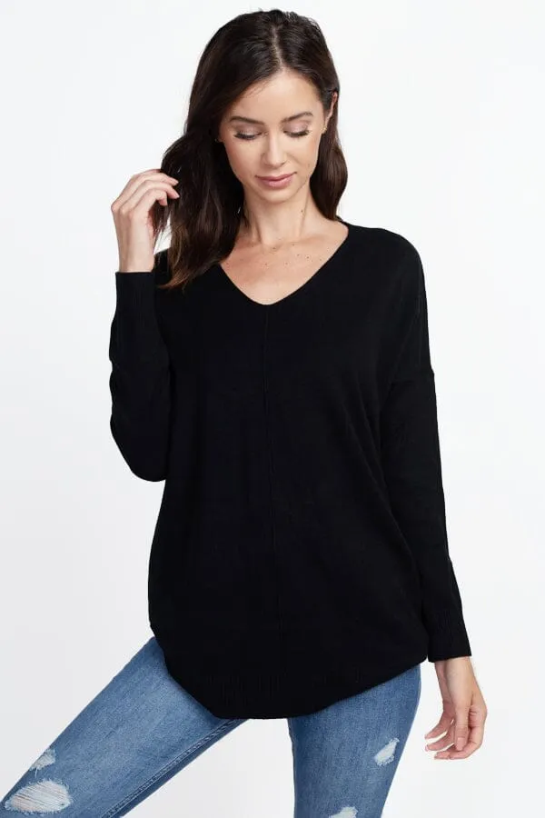 BLACK SIDE SLIT ULTRA SOFT TUNIC