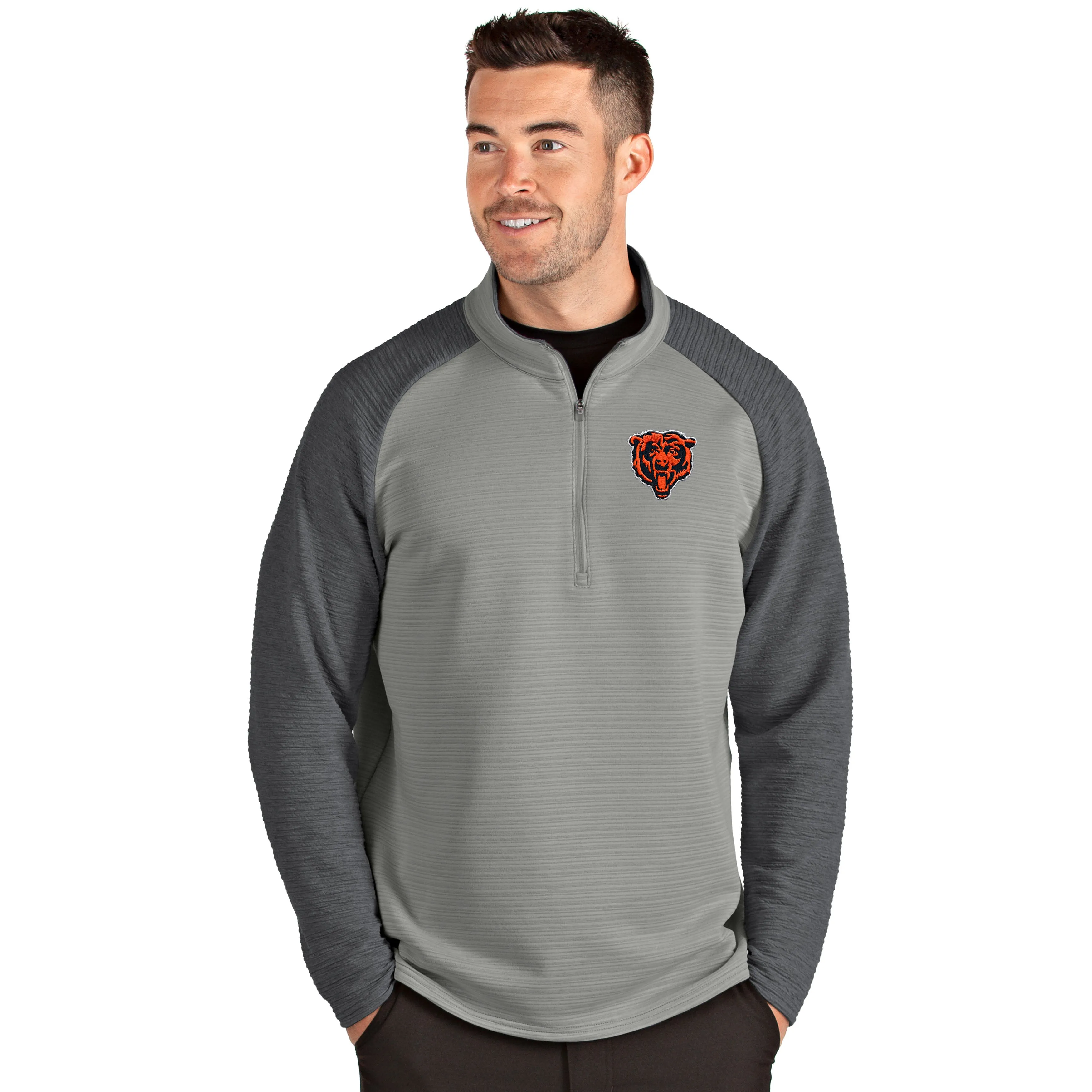 Chicago Bears Antigua Adult Gray Lagoon Quarter Zip