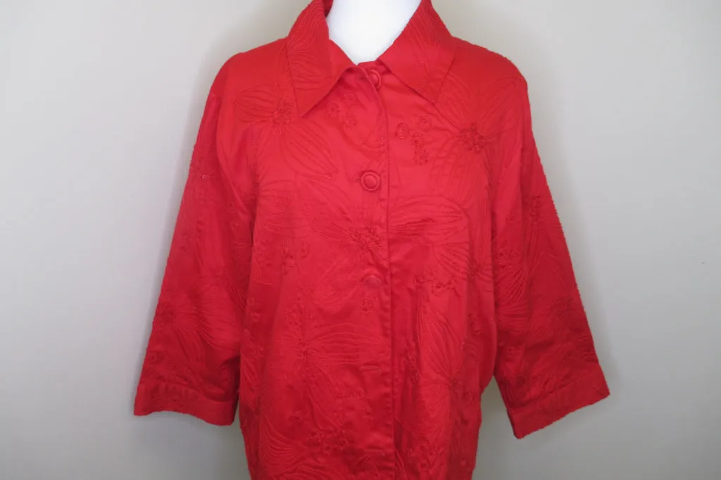 Chico's Chinese-Style Red Jacket Size 3