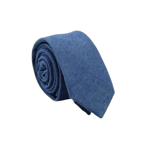 Classy Men Light Blue Denim Cotton Skinny Tie