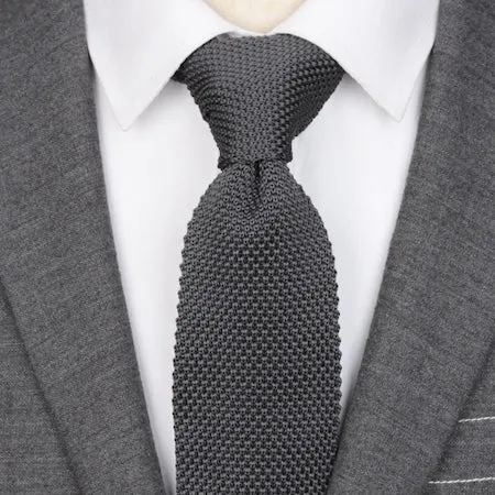 Classy Men Solid Grey Knitted Tie