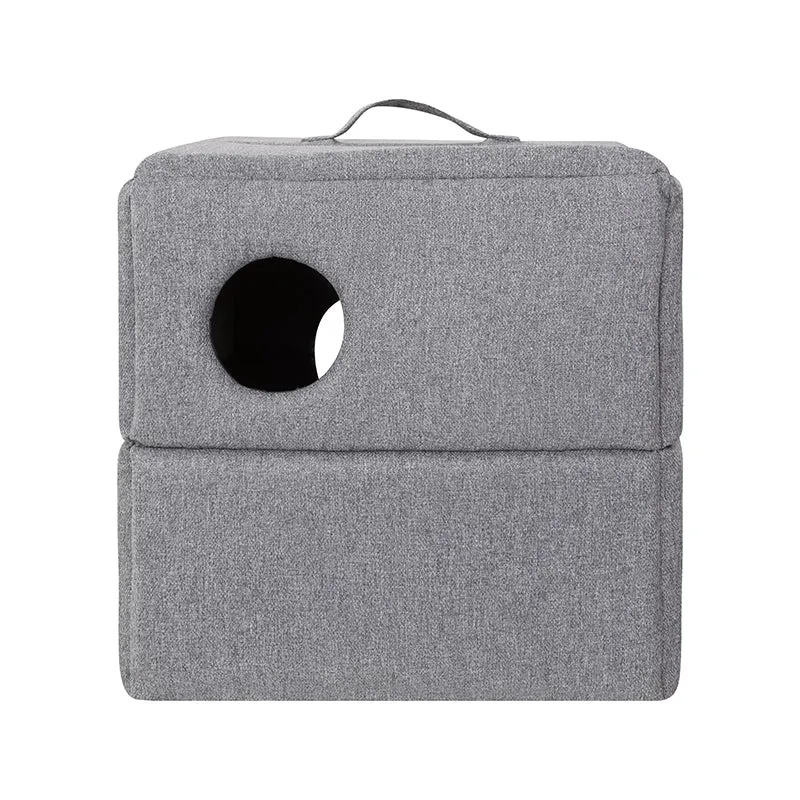 Como Grey Cat Cube with Pom Pom