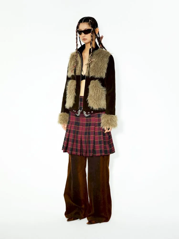 Corduroy Patchwork Fur Small Coat【s0000006269】