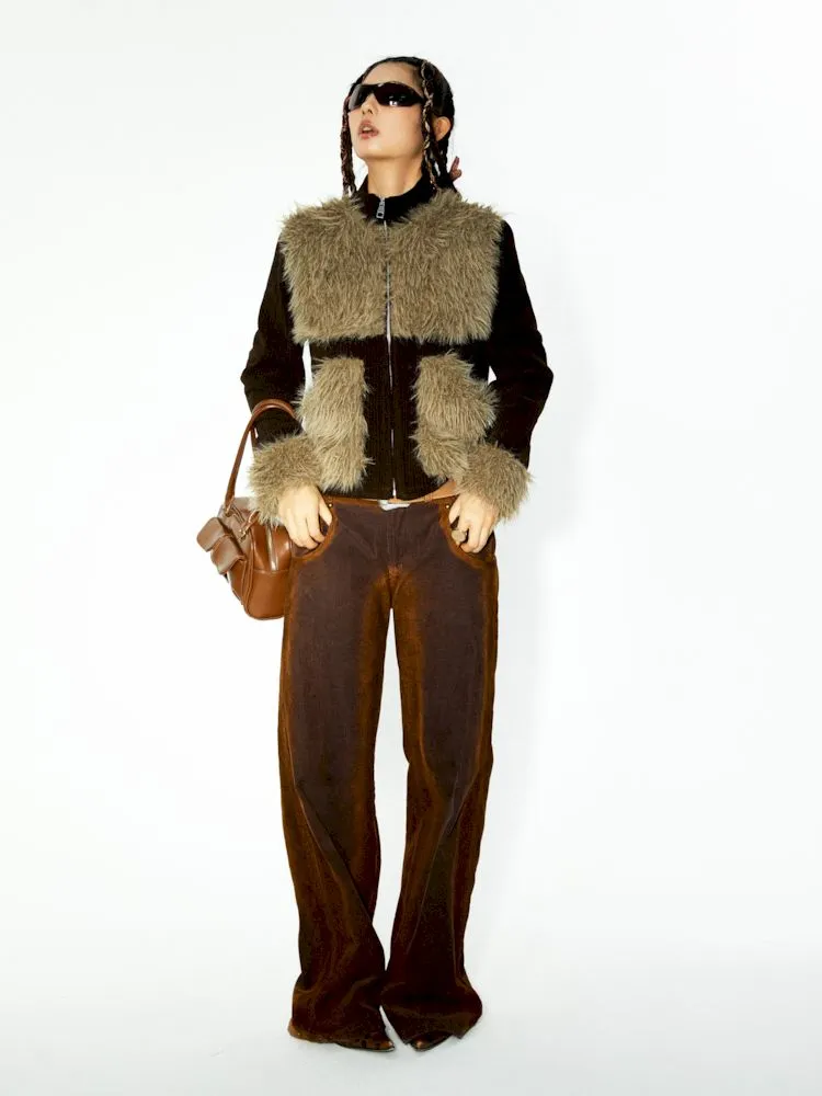 Corduroy Patchwork Fur Small Coat【s0000006269】