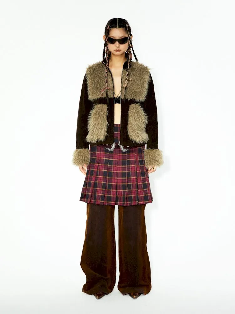 Corduroy Patchwork Fur Small Coat【s0000006269】