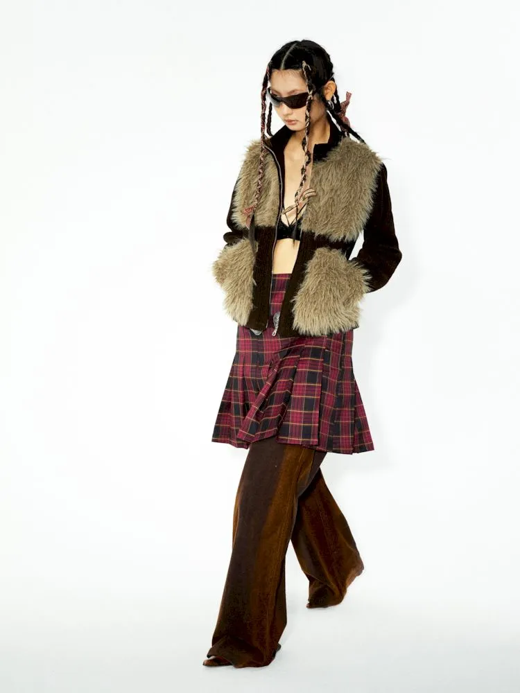 Corduroy Patchwork Fur Small Coat【s0000006269】