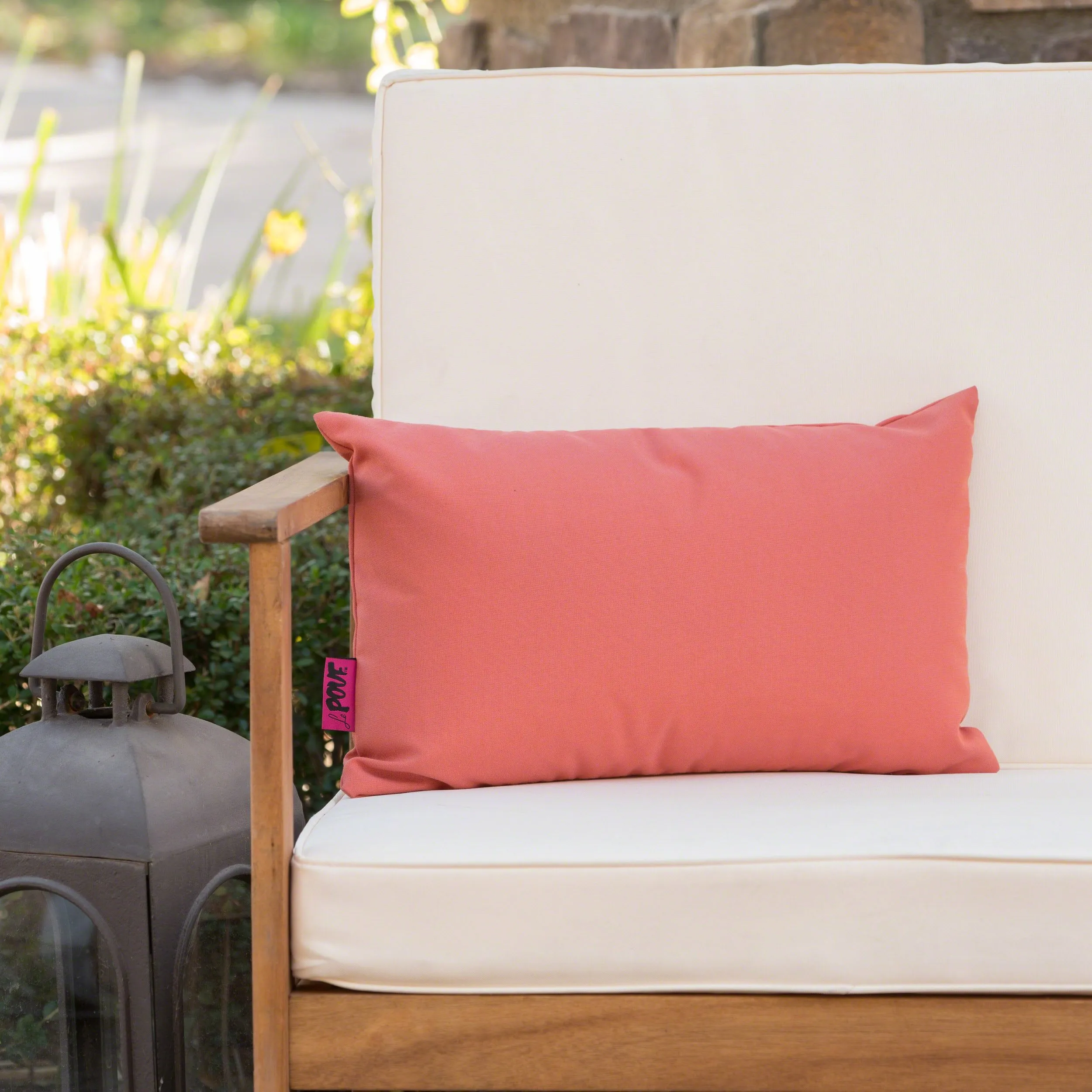 Coronado Outdoor Red Water Resistant Rectangular Throw Pillow