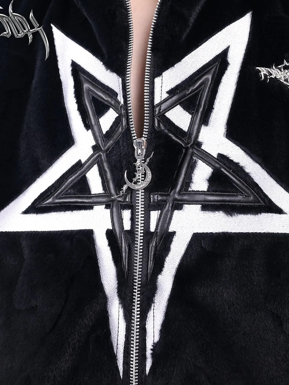 Detachable Sleeve Pentagram Embroidered Jacket【s0000000310】