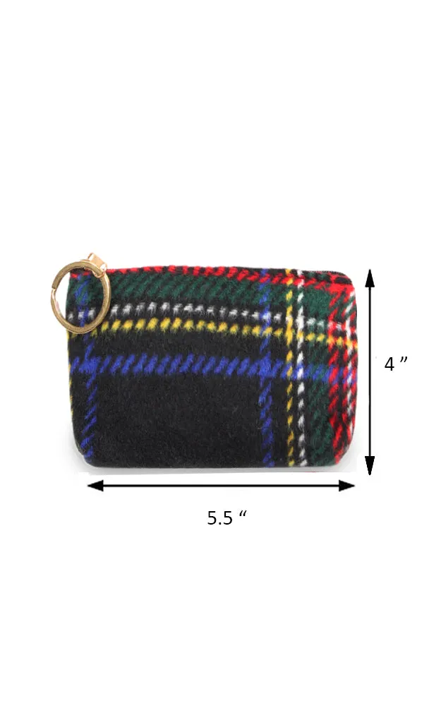 EABG9371 Black Tartan Crossbody Clutch Bag