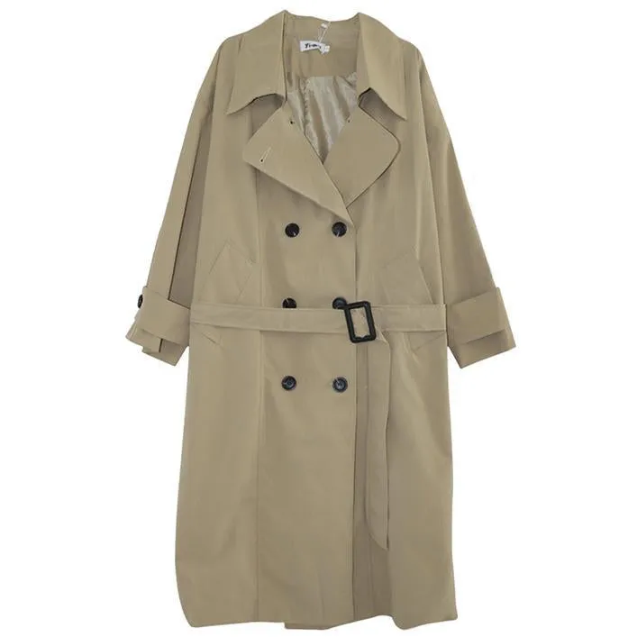 Elegant Vintage Double Breasted Long Trench Coat