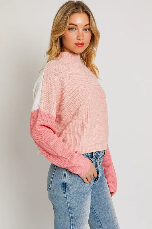 Evermore Color Block Sweater // Blush or Blue