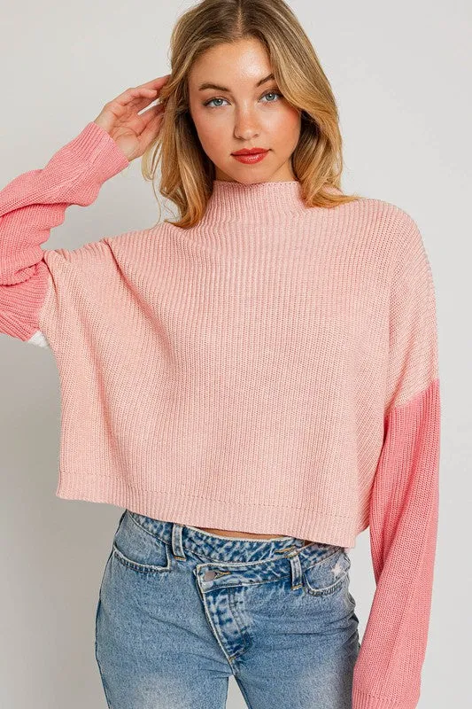 Evermore Color Block Sweater // Blush or Blue