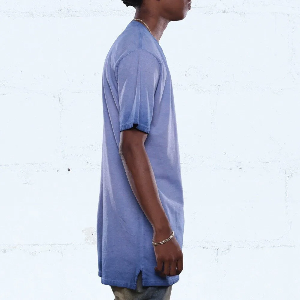 French Blue Antique Wash Long Line Tee