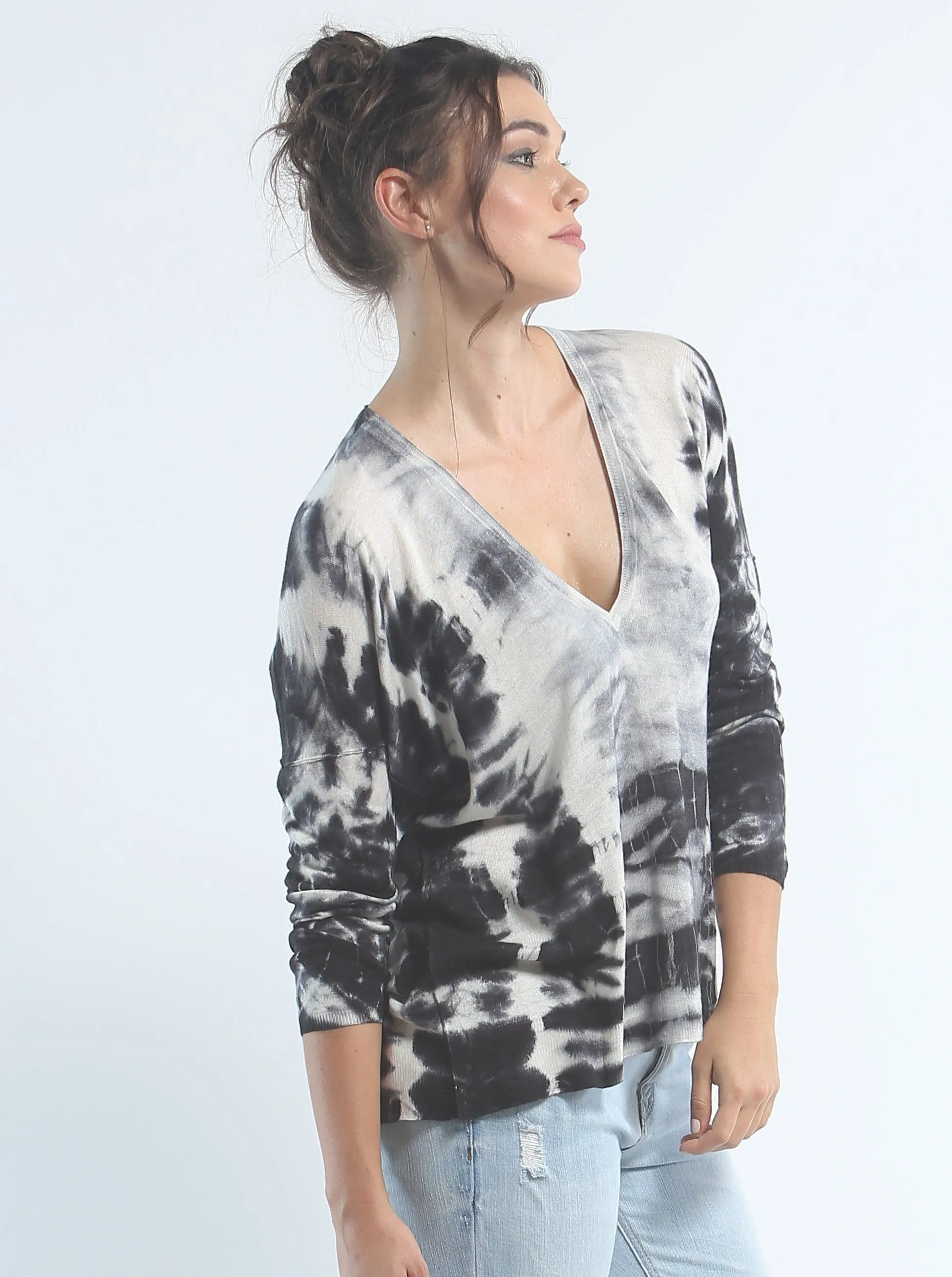 Hand Dye Slouchy V Neck in Silk