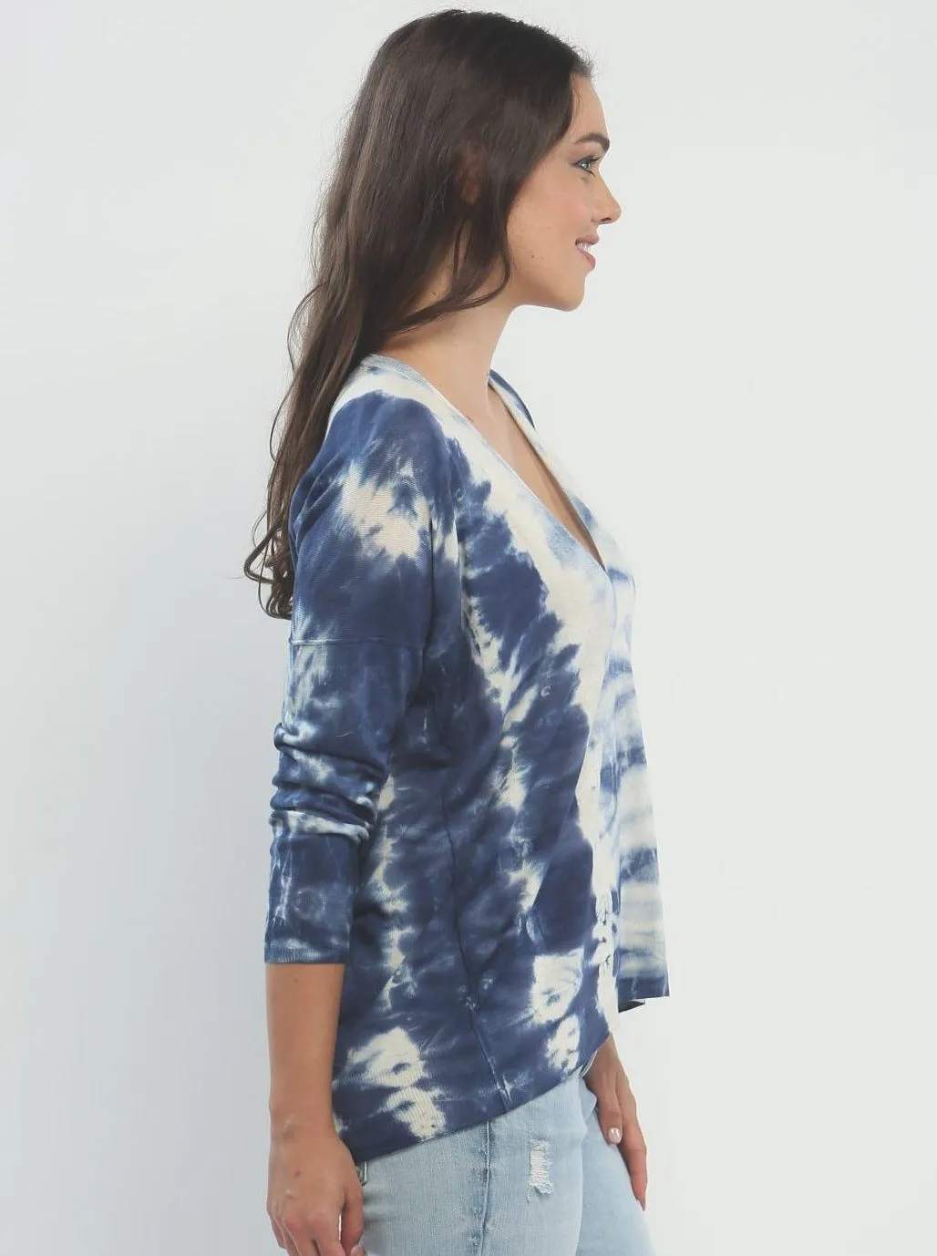 Hand Dye Slouchy V Neck in Silk