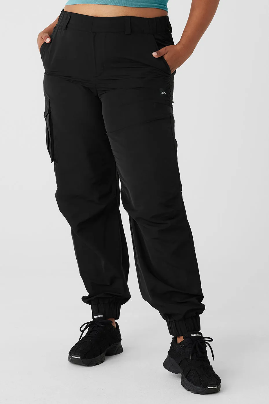 High-Waist Break Line Jogger - Black