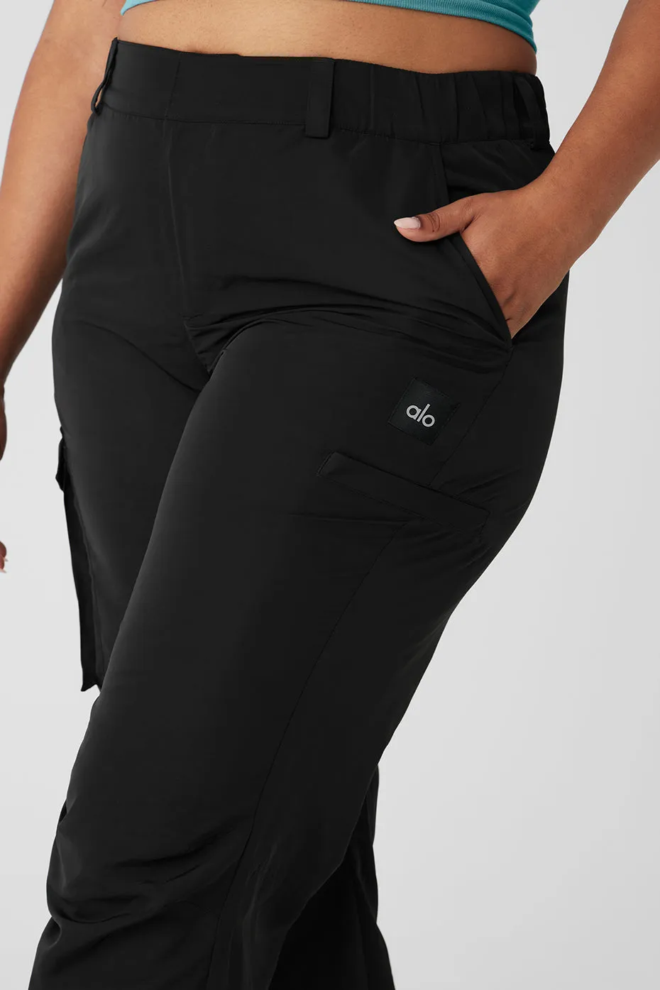 High-Waist Break Line Jogger - Black