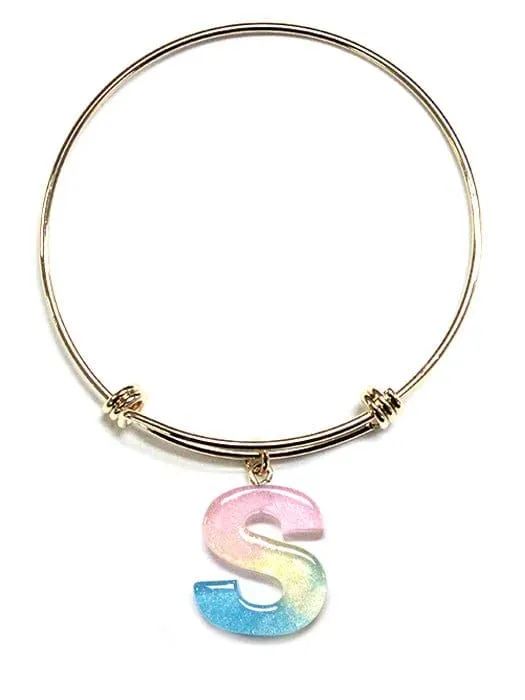 KB8195 Assorted 16 Piece Ombre Acrylic Initial Bangle Pack