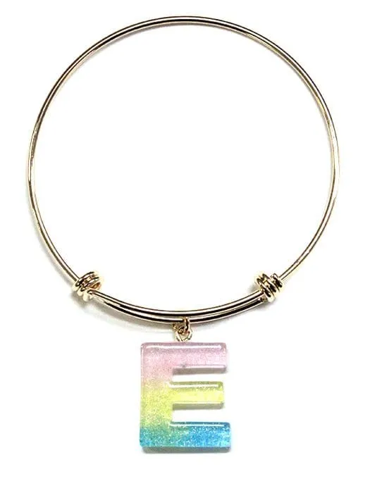 KB8195 Assorted 16 Piece Ombre Acrylic Initial Bangle Pack