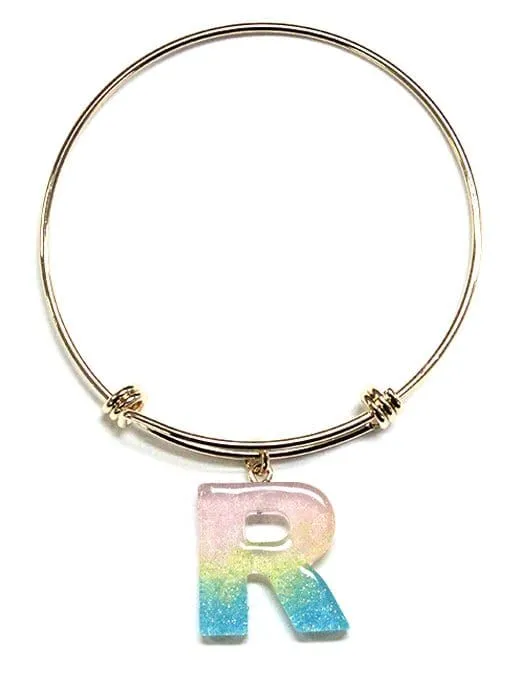 KB8195 Assorted 16 Piece Ombre Acrylic Initial Bangle Pack