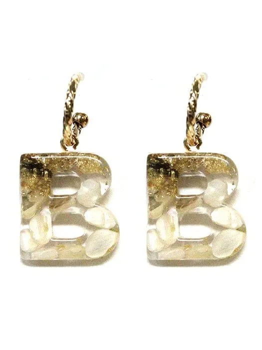 KE8159 Assorted 16 Piece White Acrylic Initial Dangle Earring Pack