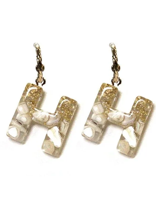 KE8159 Assorted 16 Piece White Acrylic Initial Dangle Earring Pack