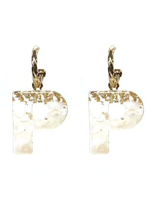 KE8159 Assorted 16 Piece White Acrylic Initial Dangle Earring Pack