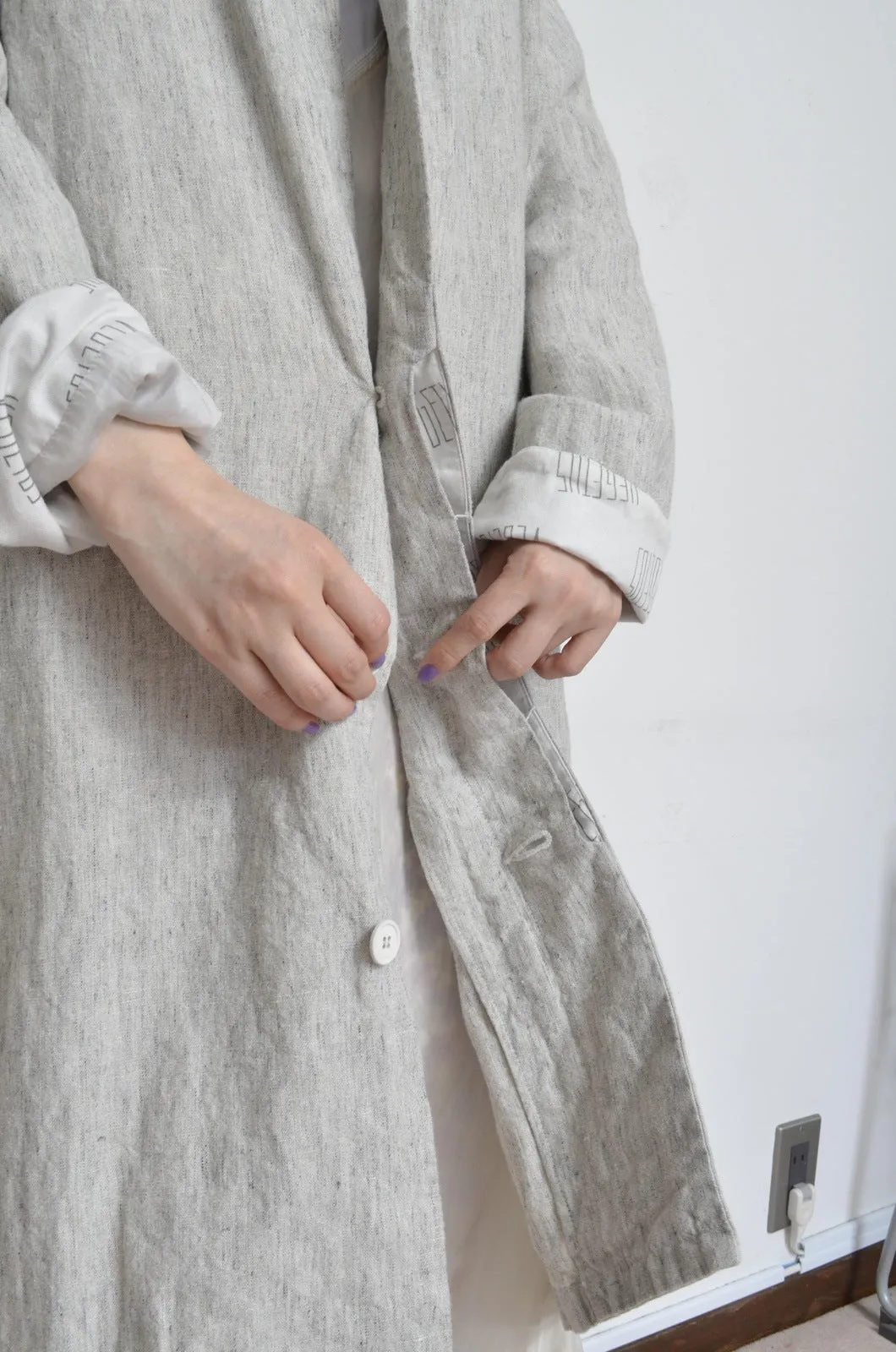 LINEN LONG COAT / 02_WHT