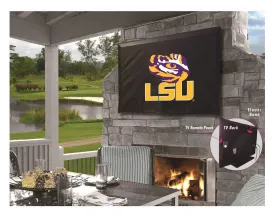 LSU TIgers HBS Black Breathable Water Resistant Vinyl TV Cover