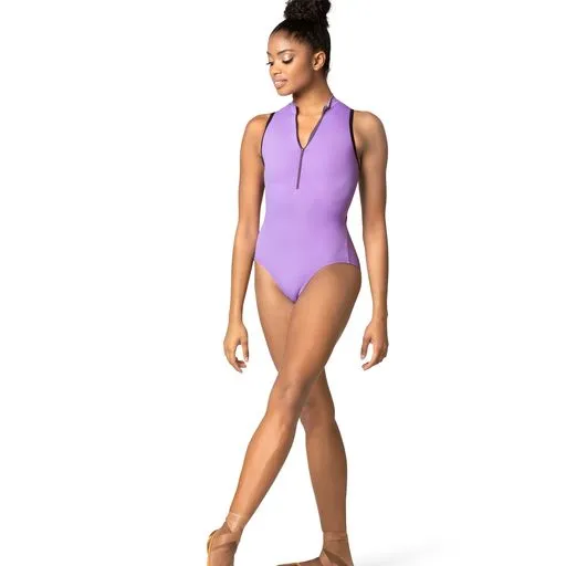 Mariia | Zip Front Tank Leotard with Triangle Back | Lilac