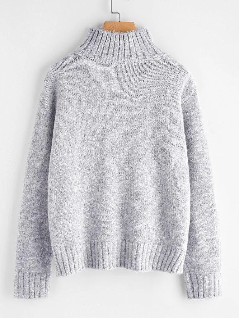 Marled Knit Stepped Hem Jumper