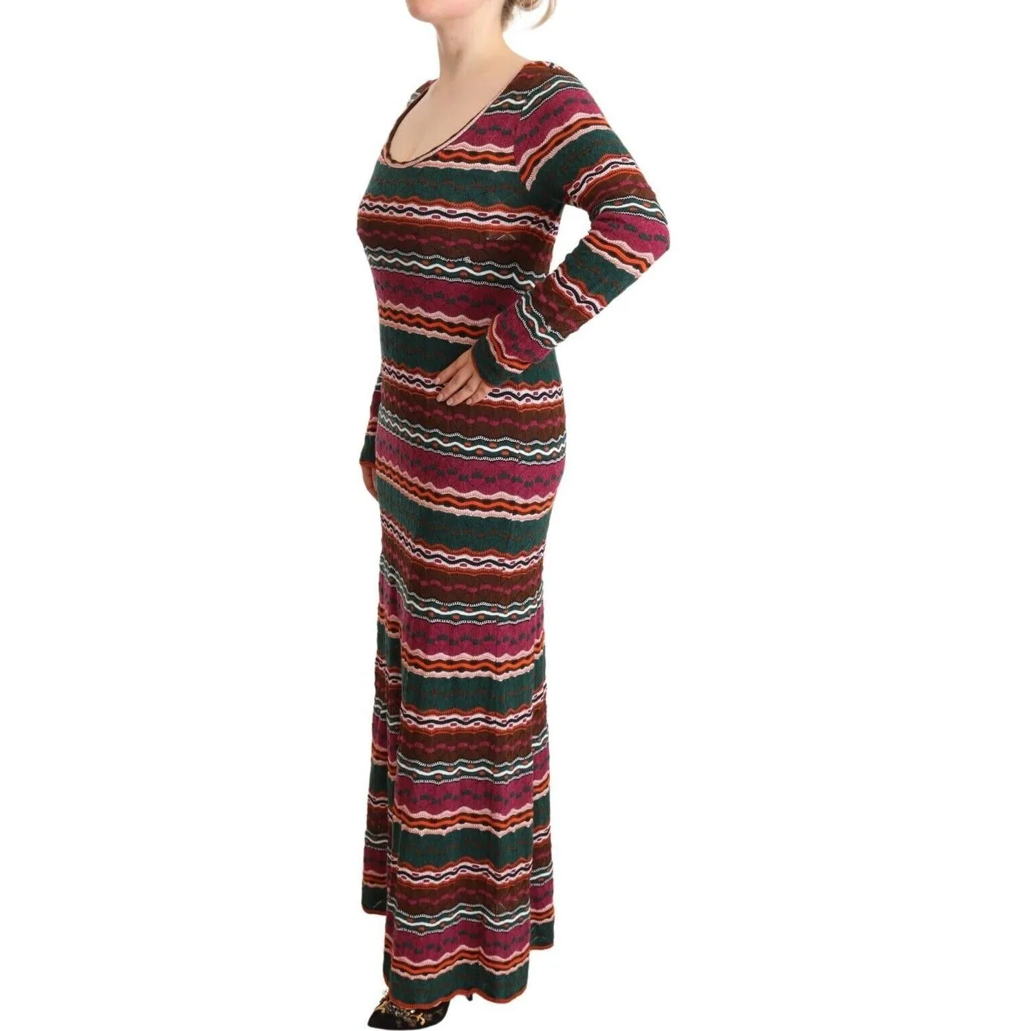 Missoni Multicolor Striped Long Sleeve Sheath Dress