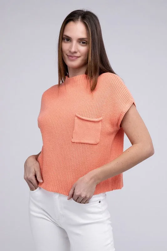 Mock Neck Short Sleeve Cropped Sweater - 4 Colors!