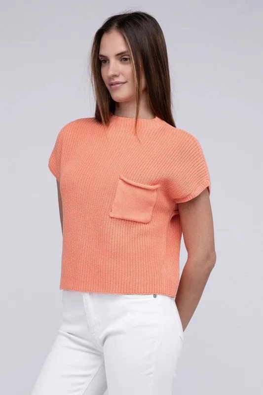 Mock Neck Short Sleeve Cropped Sweater - 4 Colors!