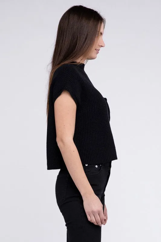 Mock Neck Short Sleeve Cropped Sweater - 4 Colors!