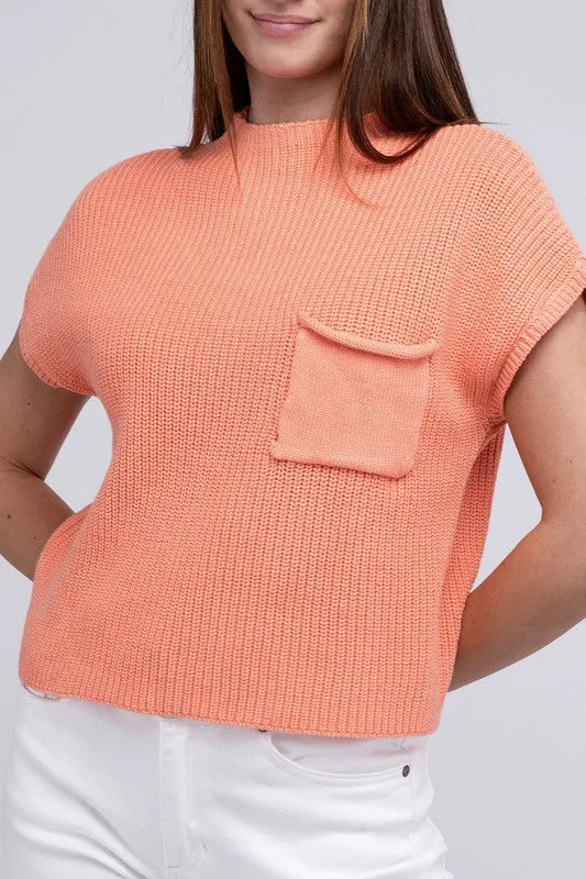 Mock Neck Short Sleeve Cropped Sweater - 4 Colors!