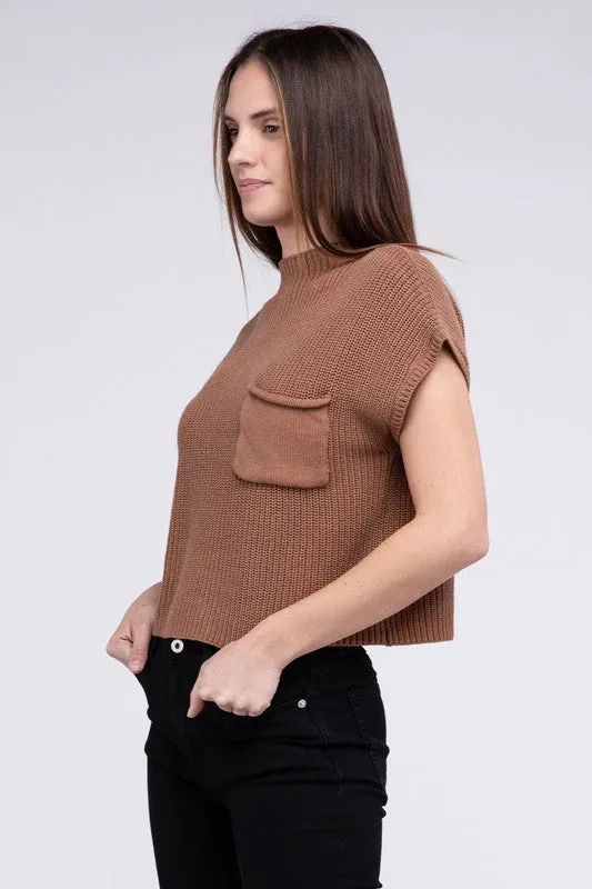 Mock Neck Short Sleeve Cropped Sweater - 4 Colors!