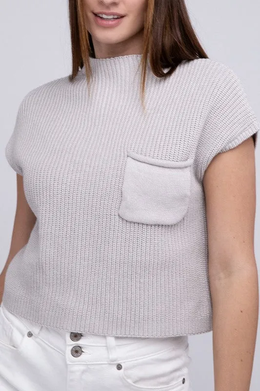 Mock Neck Short Sleeve Cropped Sweater - 4 Colors!