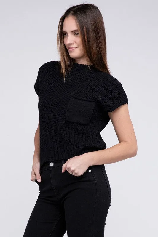 Mock Neck Short Sleeve Cropped Sweater - 4 Colors!