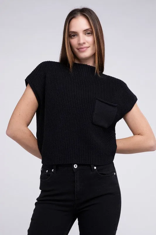 Mock Neck Short Sleeve Cropped Sweater - 4 Colors!