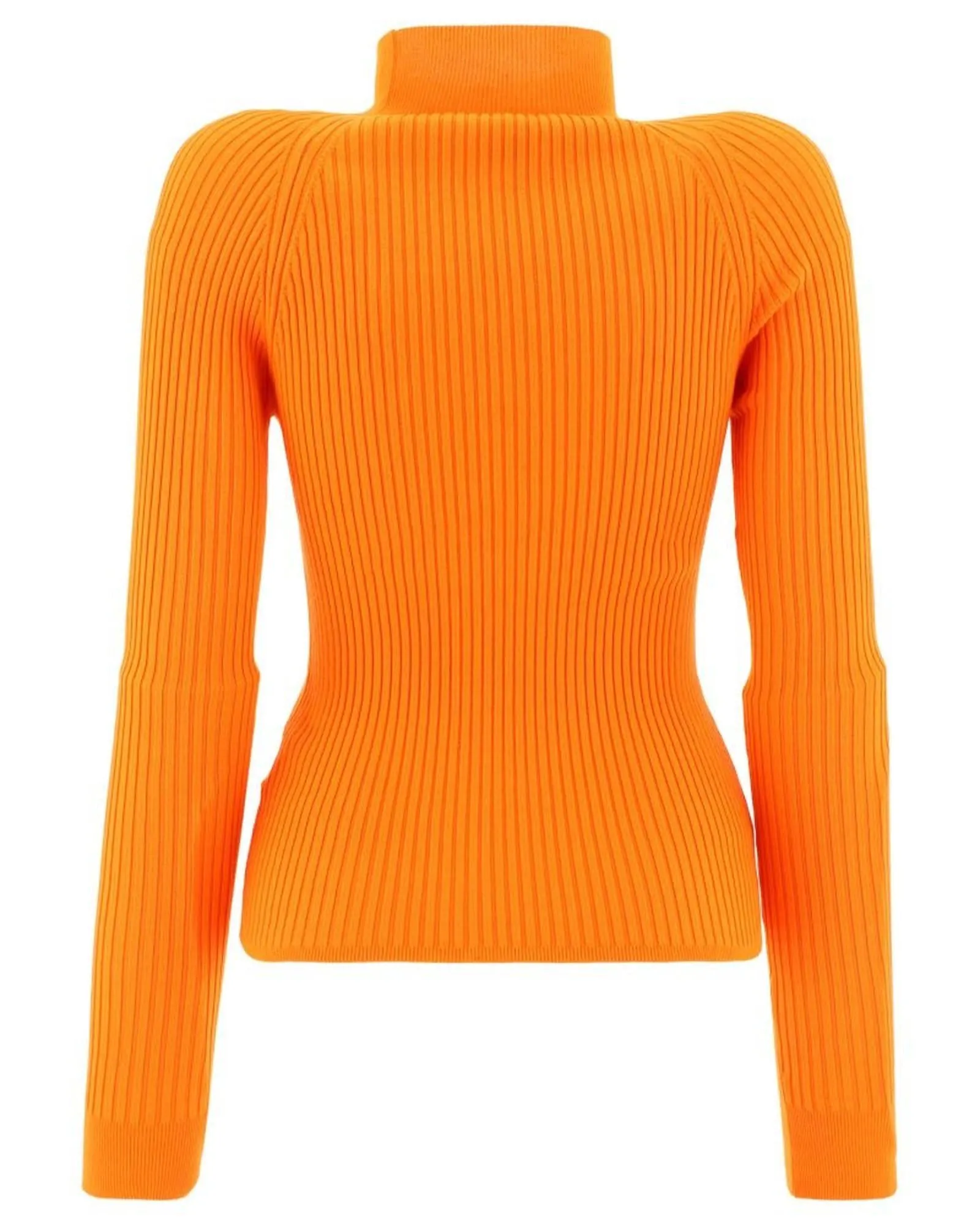 MSGM Women's Ribbed Knit Top with Cutout Detail - Orange